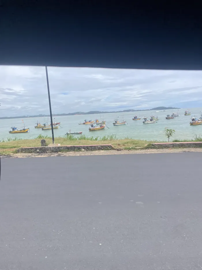 Fishing boats line the beach near Mirissa